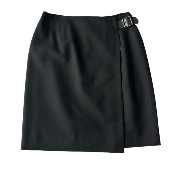 Talbots 8P buckle-front black wool mid-length lined pencil skirt - Picture 1 of 11